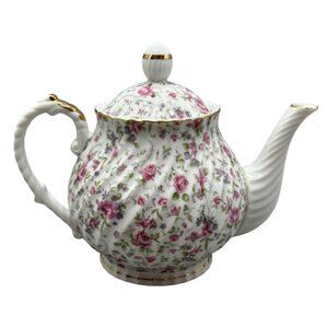 lefton goffon Roses Bone China Gold Trim Floral Pattern Japan Teapot Lid 7236